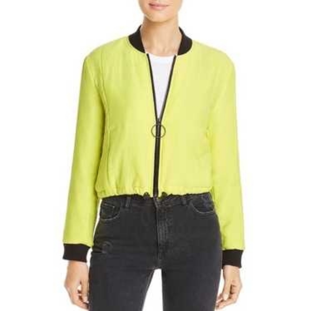 Kenneth Cole Cropped Jacket Neon Yellow, Size Large